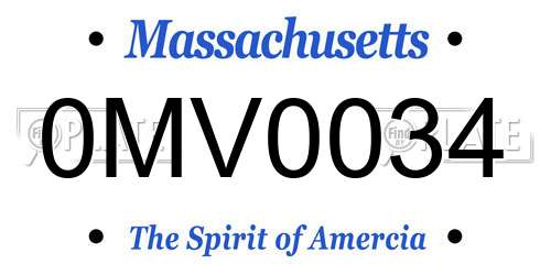 0MV0034 Massachusetts License Plate
