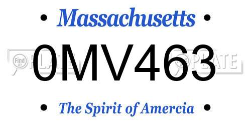 0MV463 Massachusetts License Plate