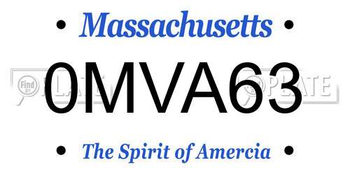 0MVA63 Massachusetts License Plate