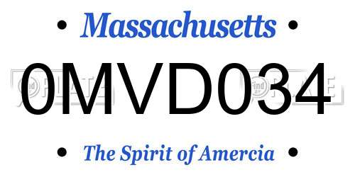 0MVD034 Massachusetts License Plate