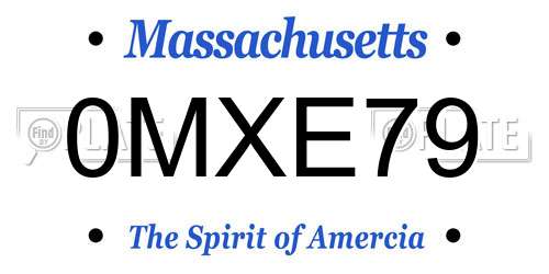 0MXE79 Massachusetts License Plate