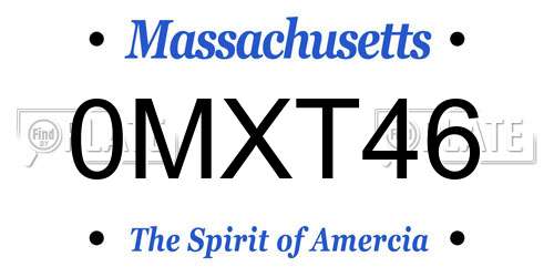0MXT46 Massachusetts License Plate
