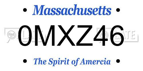 0MXZ46 Massachusetts License Plate