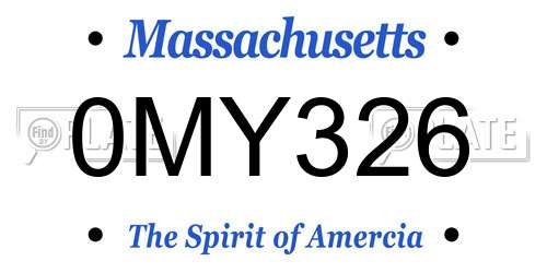0MY326 Massachusetts License Plate