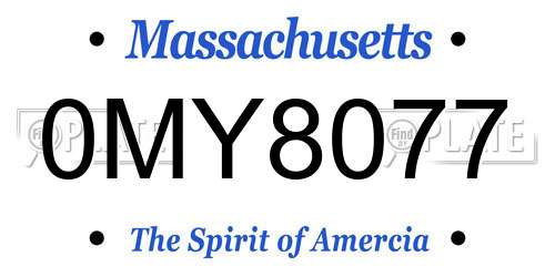 0MY8077 Massachusetts License Plate
