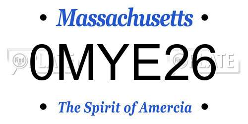 0MYE26 Massachusetts License Plate