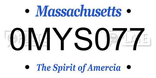 0MYS077 Massachusetts License Plate