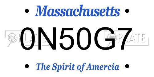 0N50G7 Massachusetts License Plate