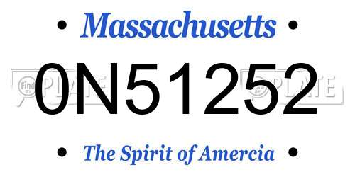 0N51252 Massachusetts License Plate