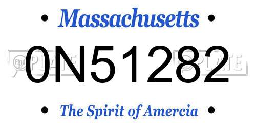 0N51282 Massachusetts License Plate
