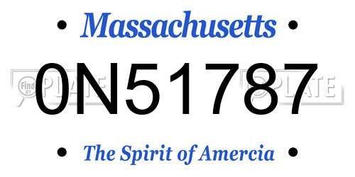 0N51787 Massachusetts License Plate