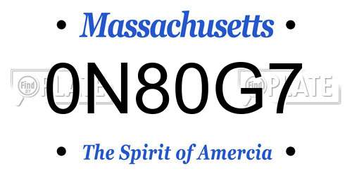 0N80G7 Massachusetts License Plate