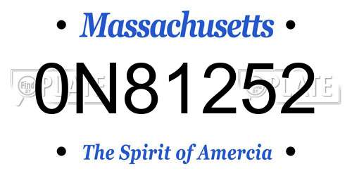 0N81252 Massachusetts License Plate
