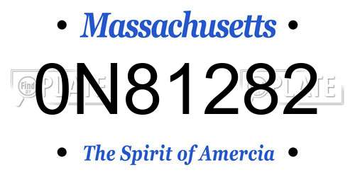 0N81282 Massachusetts License Plate
