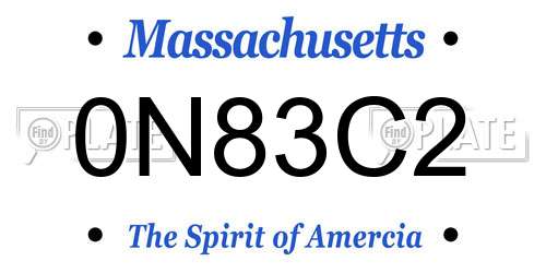 0N83C2 Massachusetts License Plate
