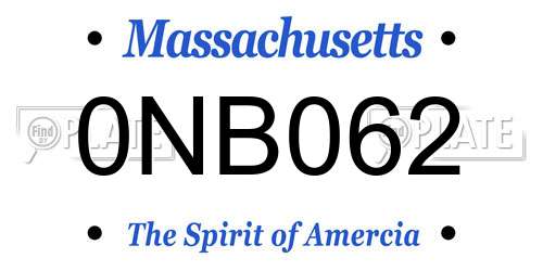 0NB062 Massachusetts License Plate