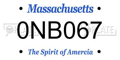 0NB067 Massachusetts License Plate