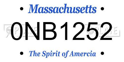 0NB1252 Massachusetts License Plate