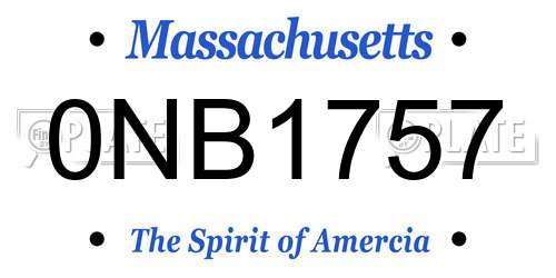 0NB1757 Massachusetts License Plate