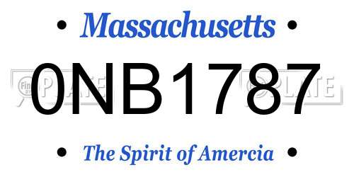 0NB1787 Massachusetts License Plate