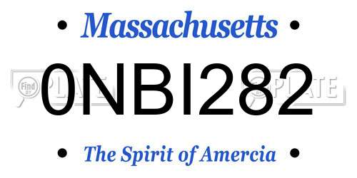 0NBI282 Massachusetts License Plate