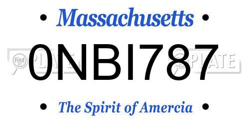 0NBI787 Massachusetts License Plate