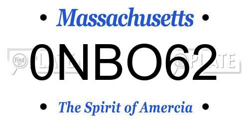 0NBO62 Massachusetts License Plate