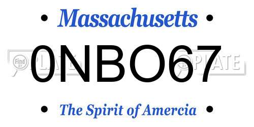 0NBO67 Massachusetts License Plate