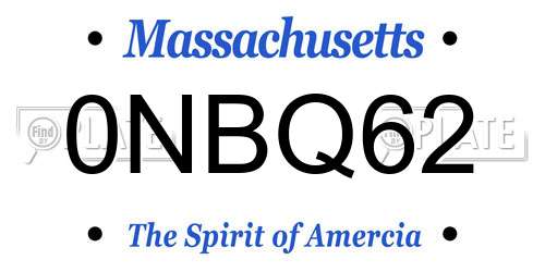 0NBQ62 Massachusetts License Plate