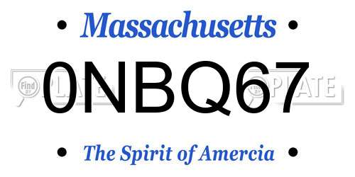 0NBQ67 Massachusetts License Plate