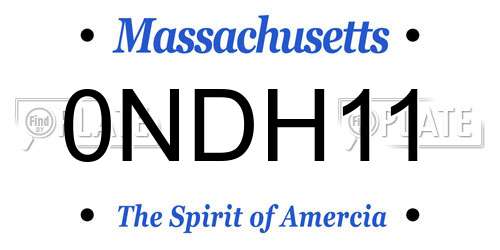0NDH11 Massachusetts License Plate