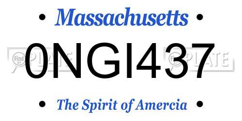 0NGI437 Massachusetts License Plate