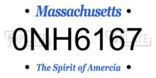 0NH6167 Massachusetts License Plate