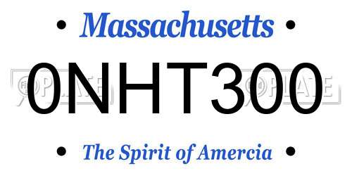0NHT300 Massachusetts License Plate