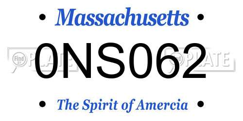 0NS062 Massachusetts License Plate