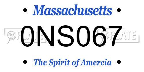 0NS067 Massachusetts License Plate