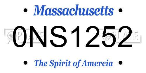 0NS1252 Massachusetts License Plate