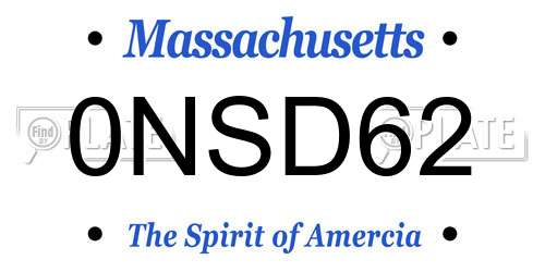 0NSD62 Massachusetts License Plate