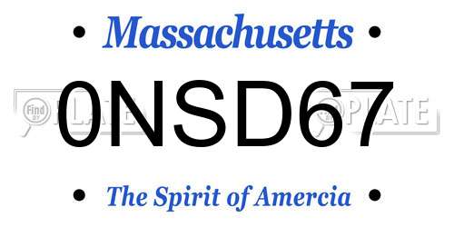 0NSD67 Massachusetts License Plate