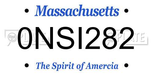 0NSI282 Massachusetts License Plate