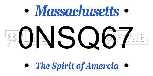 0NSQ67 Massachusetts License Plate