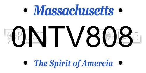 0NTV808 Massachusetts License Plate