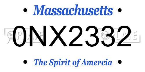 0NX2332 Massachusetts License Plate