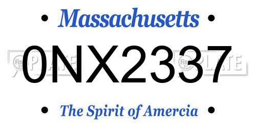 0NX2337 Massachusetts License Plate