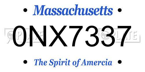 0NX7337 Massachusetts License Plate