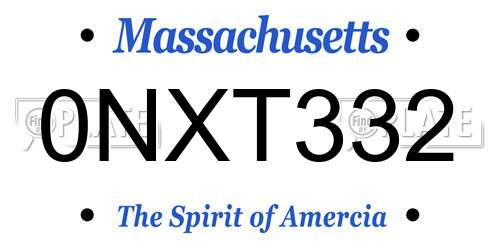 0NXT332 Massachusetts License Plate