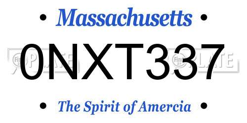 0NXT337 Massachusetts License Plate