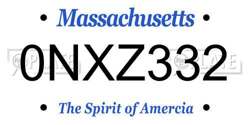 0NXZ332 Massachusetts License Plate