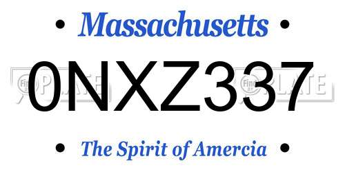 0NXZ337 Massachusetts License Plate