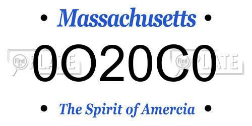 0O20C0 Massachusetts License Plate